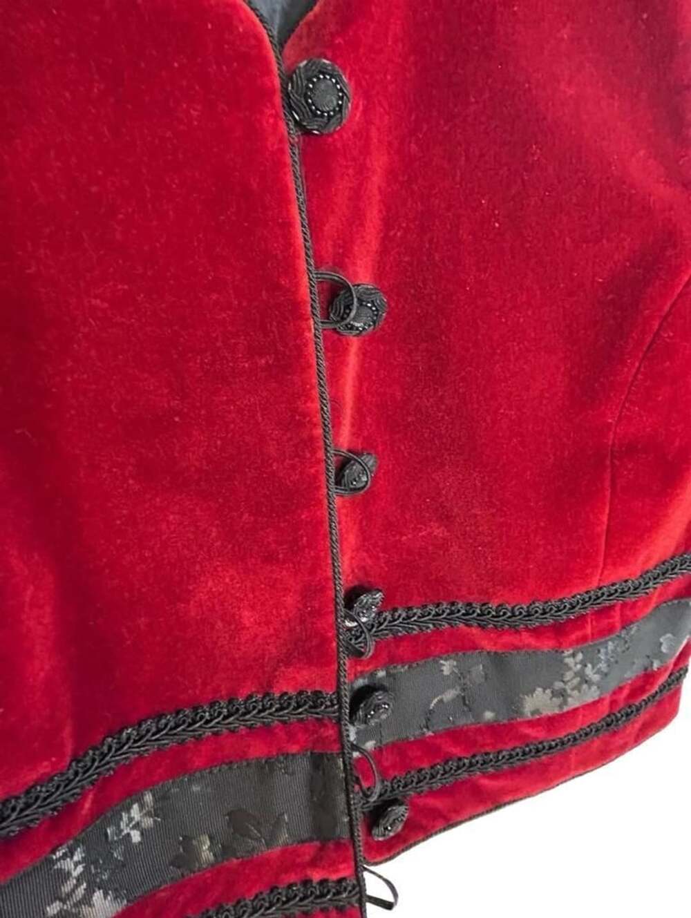 Vintage Equator Crimson Red Velvet Cropped Vest / Waistcoat S, 90s grunge, gothi - Picture 2 of 6